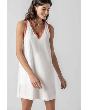 Lilla P Crochet Trim V-Neck Dress - White