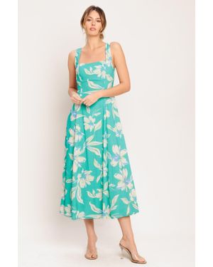 TRUEDAMES Aqua Daydream Woven Midi Dress - Green