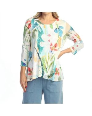 Jess & Jane Burnout Mesh Contrast Top - Blue
