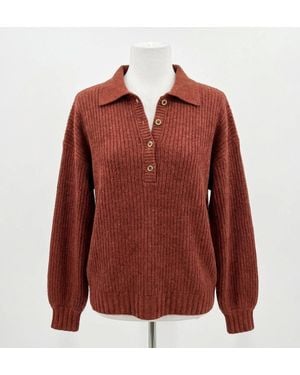 Faherty Miramar Linen Relaxed Polo Sweater - Red