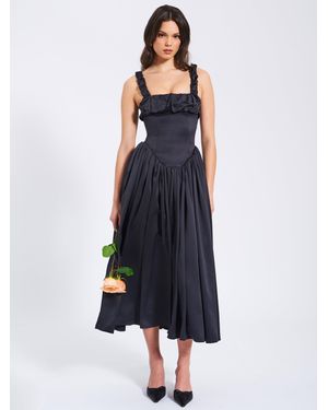 Miss Circle Noreen Satin Drop Waist Maxi Sundress - Blue
