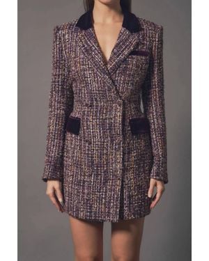 2.7 August Apparel Tweed Blazer Mini Dress - Gray