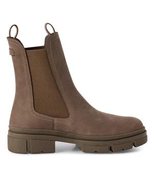 TMRS Tamaris Dune Taupe Leather Classic High Pull-On Chelsea Ankle Boots - Brown