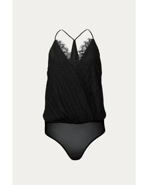 Lush Lace-Trimmed Bodysuit - Black