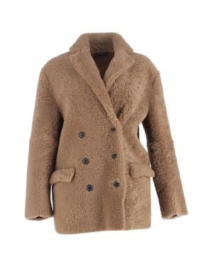 JOSEPH Shearling Coat - Brown