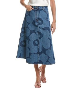 Marimekko Maridenim Suoritus Unikko Denim Skirt - Blue