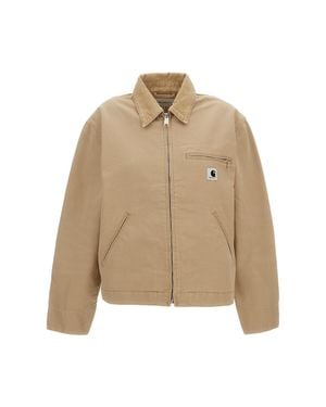 Carhartt Dearborn Cotton Canvas Jacket With Zip Closure - Natural