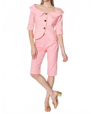 Zetaye Celeste Linen Cotton Blazer - Pink