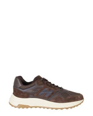 Hogan Hyperlight Smooth Leather Suede Rubber Sole Sneakers - Brown