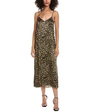 The Kooples Grand Leo Classic Leo Silk Maxi Slip Dress - Green