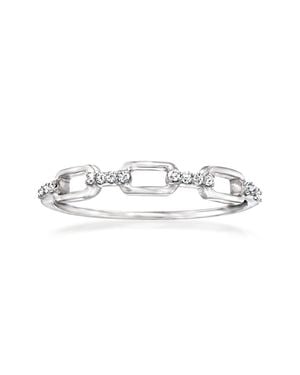 RS Pure By Ross-Simons Diamond-Accented Paper Clip Link Ring - White