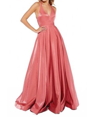 Alyce Paris Silk Charmeuse V Neck Gown - Red