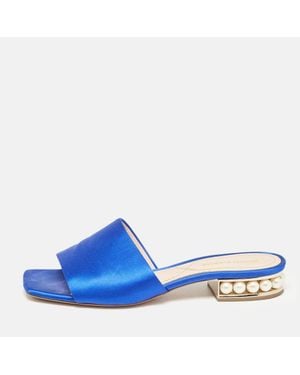 Nicholas Kirkwood Satin Crystal Embellished Slides - Blue
