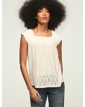 Lucky Brand Shell Sleeve Square Neck Top - Natural