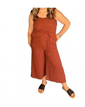 Before You Collection Scrunchie Strap Culotte Jumpsuit - Orange
