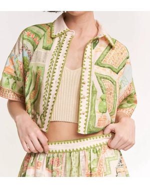 En Saison Sariyah Boxy Button Fornt Top - Metallic