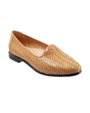 Trotters Liz Iii Flat 7.5Ww Bone Herringbone Leather Slip On Shoes Ver1525 - Brown