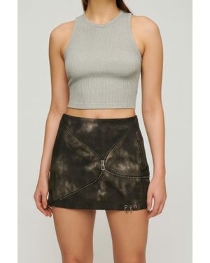 TRUEDAMES Mid Waist Mini Skirt - Green