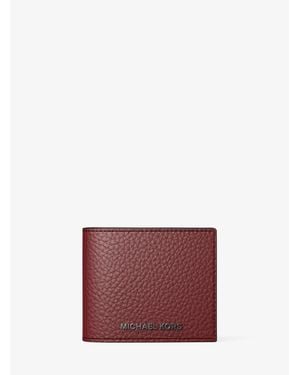 Michael Kors Hudson Pebbled Leather Billfold Wallet - Purple