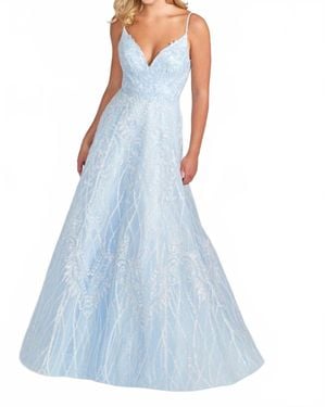 Ellie Wilde Embroidered Lace Sleeveless Dress - Blue