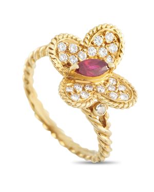 Graff Vintage 18K Diamond And Ruby Butterfly Ring Gr26-050526 - Metallic