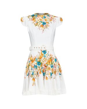 Zimmermann Estelle Floral Belted Mini Dress - White