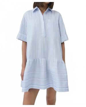 Jonathan Simkhai Cris Short Sleeve Shirt Dress - Blue