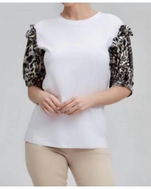 Alberto Makali Tee With Animal Print Sleeves - Gray