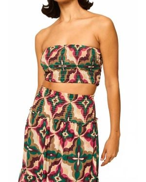 MISA Los Angles Roksana Smocked Crop Top - Orange