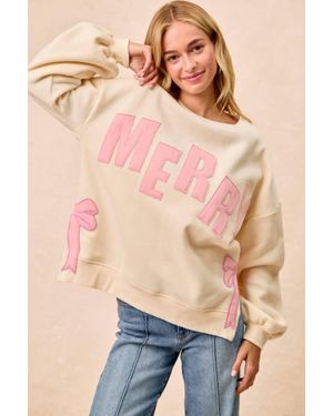 Bibi Merry Bow Fleece Sweatshirt - Pink