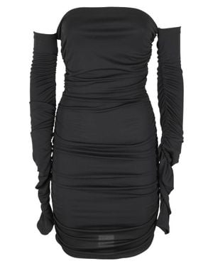 ANDAMANE Mini Dress With Off-Shoulder Design And Draped Sides - Black