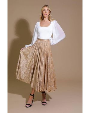 TRUEDAMES Ease My Mind Velvet Midi Skirt - Natural