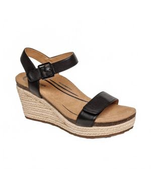 Aetrex Sydney Quarter Strap Wedge Sandal - Metallic