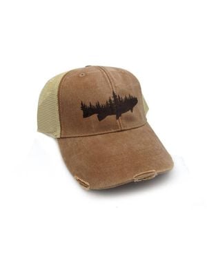Black Lantern Fish & Forest Trucker Hat - Brown