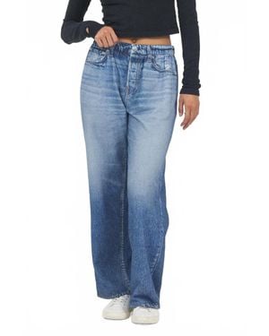 Vintage Havana Wide Leg Fleece Jeans - Blue