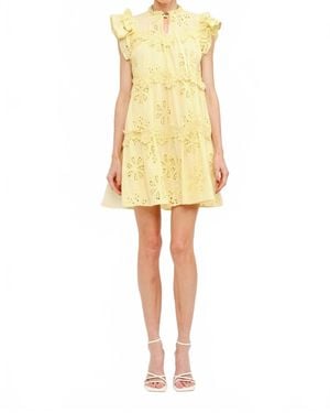 SOFIA The Label Kensie Floral Embroidered Mini Dress - Yellow