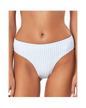 Charlie Holiday Tally Striped High Waist Swim Bottom Separates - White