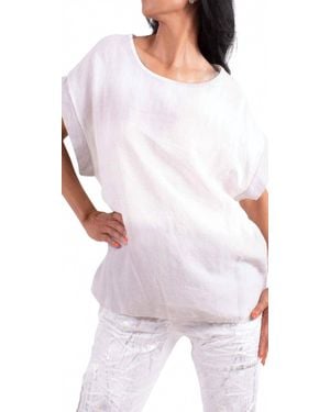 Gigi Moda Rimini Linen Short Sleeve Blouse - White