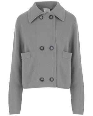 Allude Sophisticated Wool And Cashmere Jacket With Double-Breasted Closure - Gray