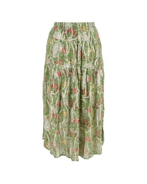Ba&sh Raya Floral Printed Midi Skirt - Green