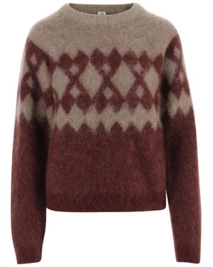 THE GARMENT Geometric Patterned Stretch Mohair Sweater - Brown