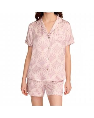 Petite Plume Silk Short Sleeve Short Set - Pink