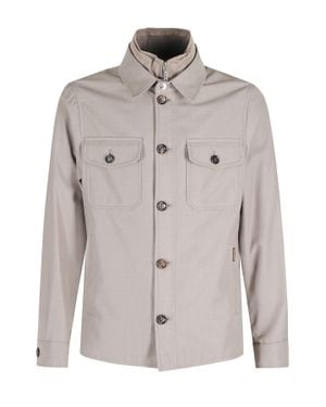 Moorer Sand Dulac Pum Removable-Bib Polyester-Blend Jacket - Gray