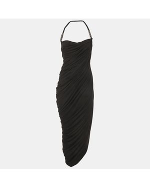 C.dam C. Dam Stretch Crepe One Shoulder Draped Maxi Dress - Black