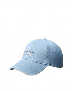 Calvin Klein Denim Embroidered Monogram Logo Cap - Blue