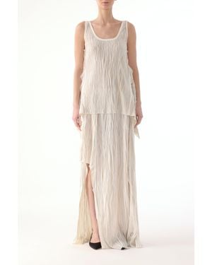 Jason Wu Bicolor Asymetrical Pleated Maxi Skirt - Natural