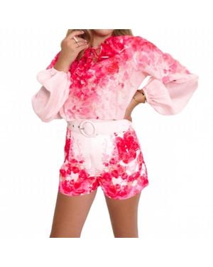 Main Strip Watercolor Garden Blouse - Pink