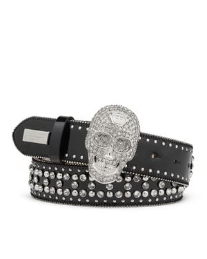 Philipp Plein Belt Skull Crystal - Black