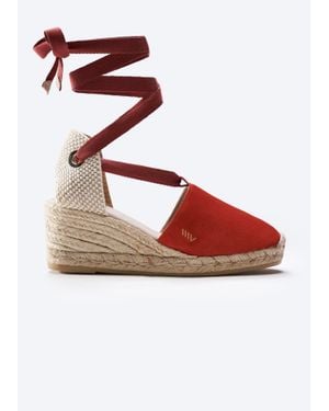 VISCATA Fosca Suede Espadrille Wedges - Pink