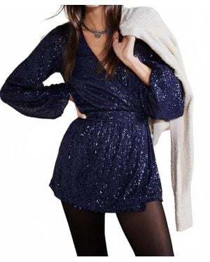 Free People Christa Long Sleeve Romper - Blue